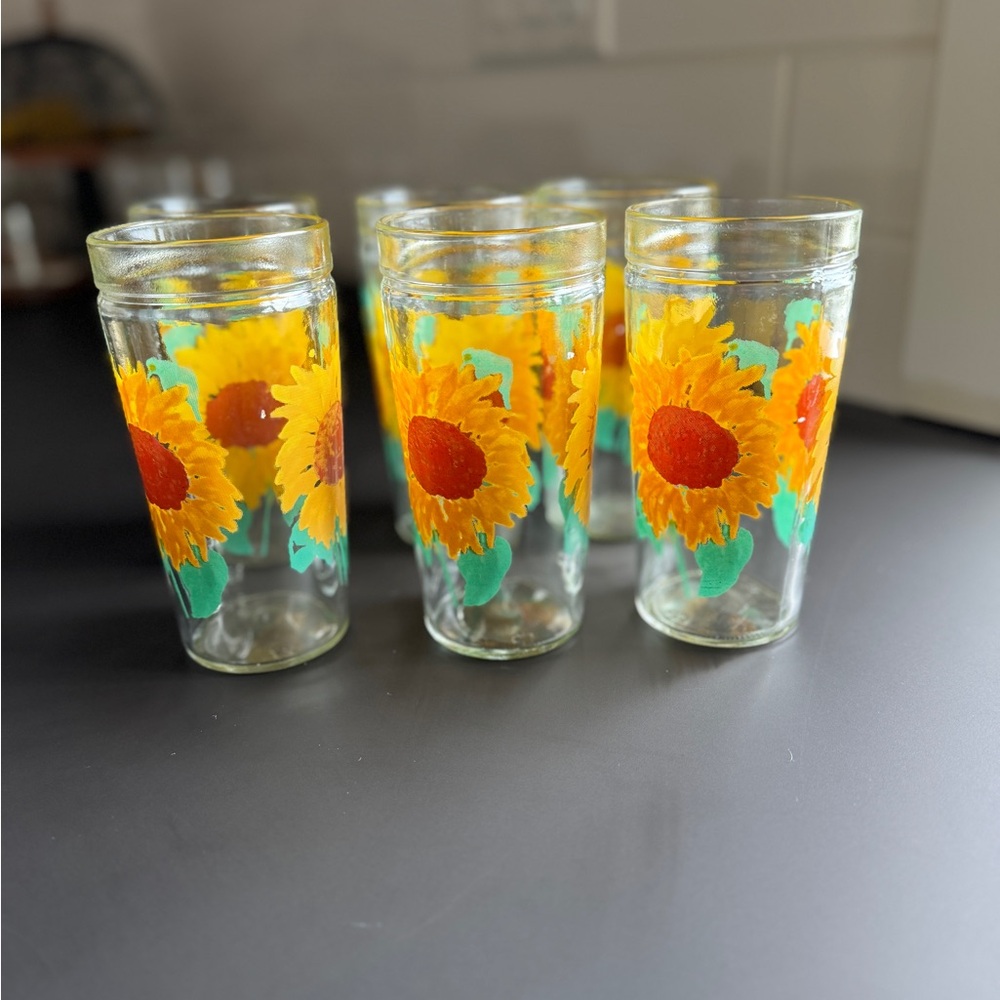 Vintage Anchor Hocking Sunflower Glasses